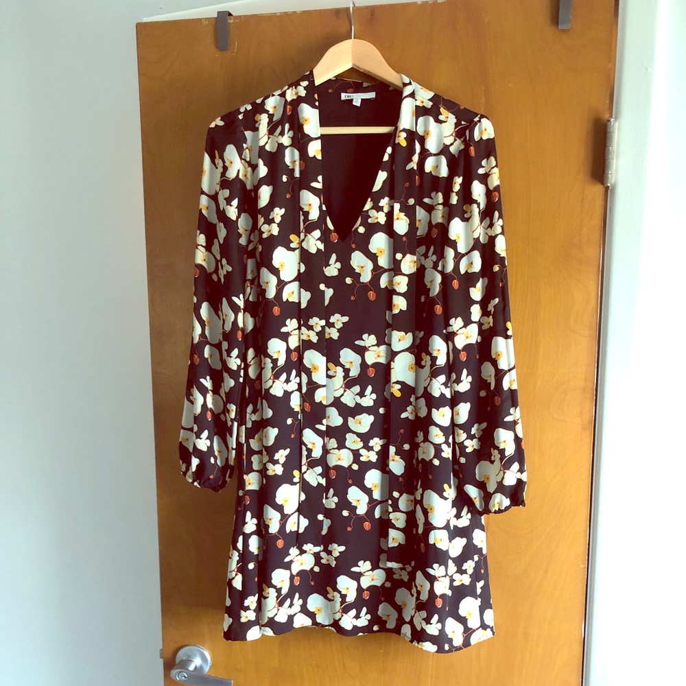 Black mini dress with white flowers